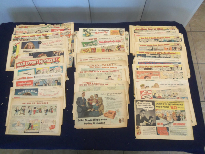 1930'S-1940'S PERSONAL CARE PRODUCTS COLOR COMICS ADS - LOT OF 72 - NP 5245