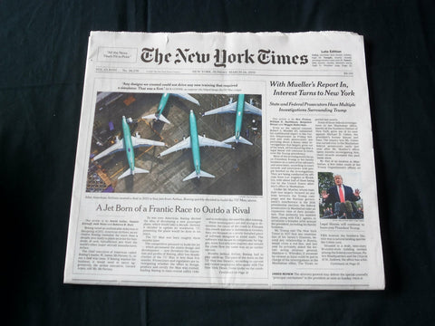 2019 MARCH 24 NEW YORK TIMES - MULLER'S REPORT IN, INTEREST TURNS TO NEW YORK