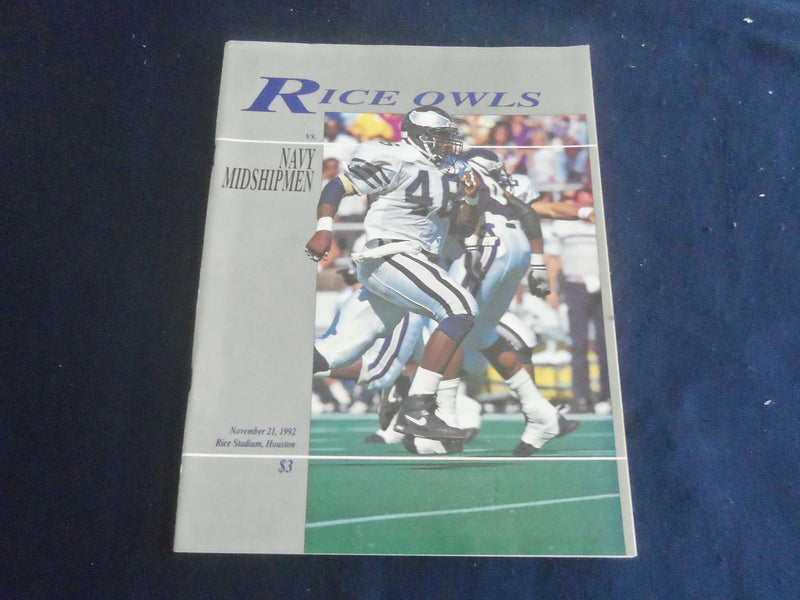 1992 NOV 21 FOOTBALL PROGRAM - RICE UNIVERSITY VS NAVY - SP 1215Z
