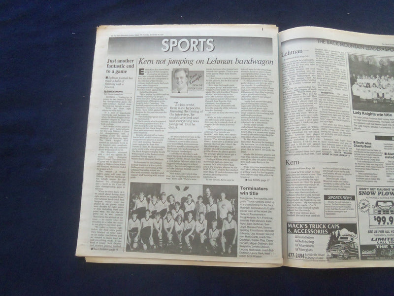 1997 NOV 20 THE BACK MOUNTAIN LEADER NEWSPAPER-SHAVERTOWN, PA-DALLAS HS -NP 6172