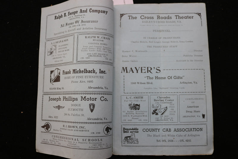 1946 CROSS ROADS THEATRE PROGRAM - TENTH ANNIVERSARY SEASON - LOT OF 2 - K 2458