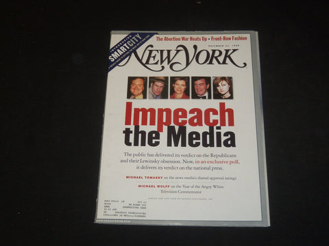 1998 NOVEMBER 23 NEW YORK MAGAZINE - IMPEACH THE MEDIA - SP 3998