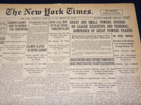 1919 FEBRUARY 5 NEW YORK TIMES - DOMINANCE OF GREAT POWERS FEARED - NT 7960
