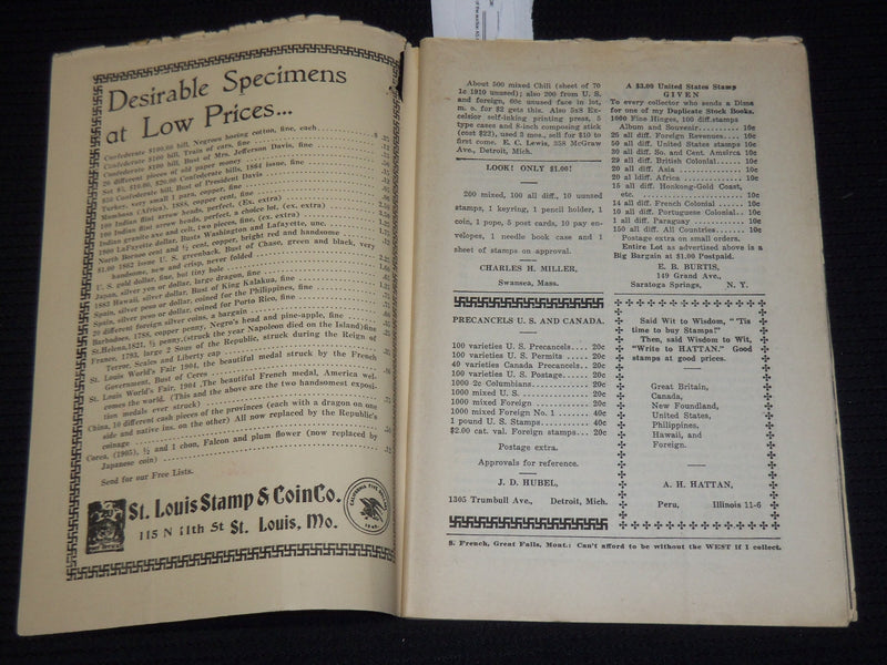 1913 MAY PHILATELIC WEST MAGAZINE VOL 59 NO. 1 - W. F. SLUSSER COVER - J 9892