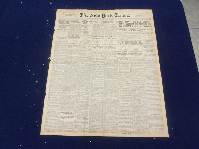 1916 JANUARY 24 NEW YORK TIMES - GERMAN AEROPLANES RAID LONDON - NT 9067