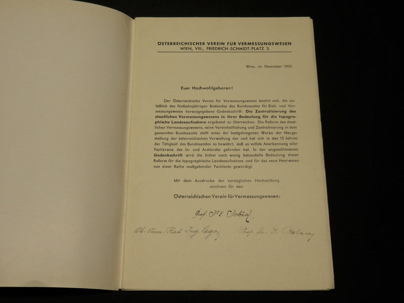 1935 DIE ZENTRALISIERUNG DES VERMESSUNGSWESENS GERMAN BOOK - J 5897