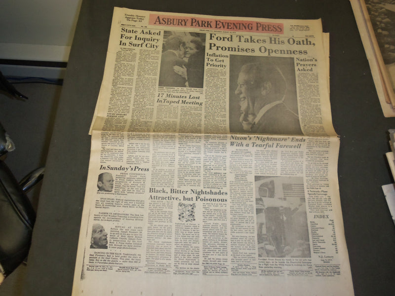 1974 AUG 10 ASBURY PARK EVENING PRESS NEWSPAPER - FORD INAUGURATION - NP 3293