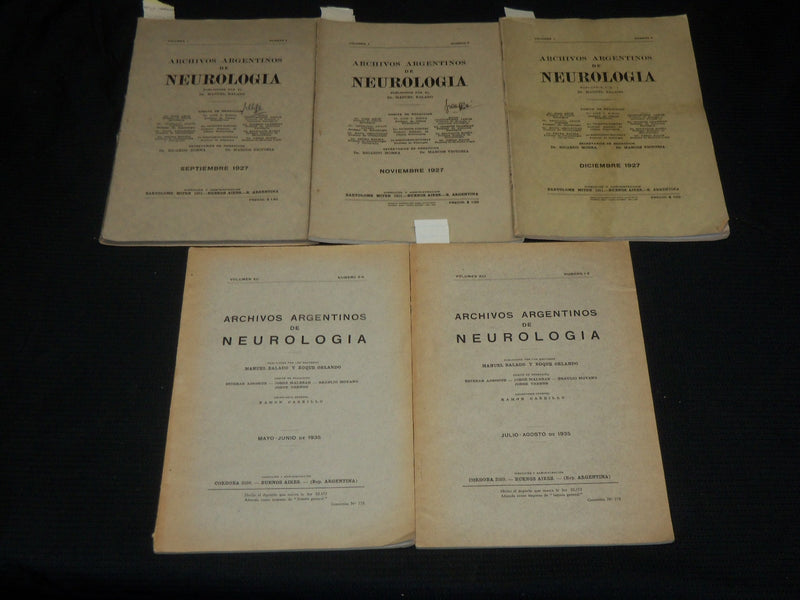 1927-1935 ARCHIVES ARGENTINOS DE NEUROLOGIA SPANISH MAGAZINES LOT OF 5 - WR 505E
