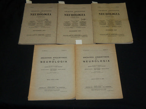 1927-1935 ARCHIVES ARGENTINOS DE NEUROLOGIA SPANISH MAGAZINES LOT OF 5 - WR 505E