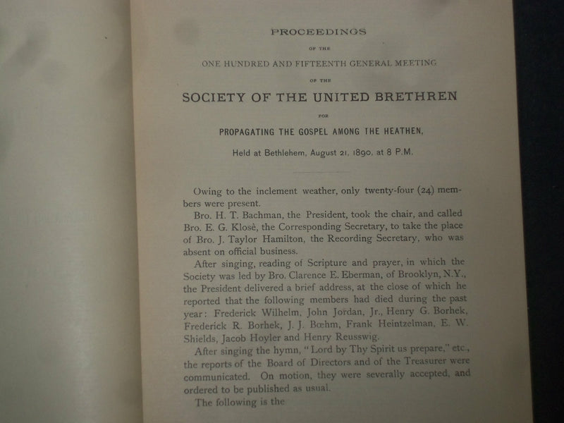 1887-1890 UNITED BRETHREN SOCIETY PROCEDINGS BOOKLET - LOT OF 5 - O 226B