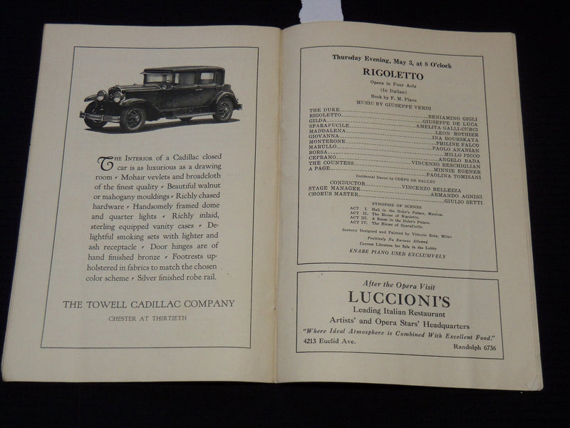 1928-1929 METROPOLITAN OPERA COMPANY PROGRAM LOT OF 2 - CLEVELAND OHIO - J 8019