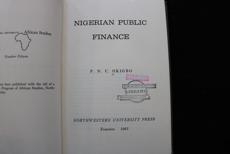 1965 NIGERIAN PUBLIC FINANCE HARDCOVER BOOK BY P.N.C. OKIGBO - KD 9748