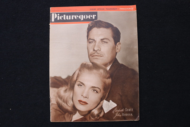 1947 OCT 11 PICTUREGOER MAGAZINE - LIZABETH SCOTT & JOHN HODIAK COVER - E 25977