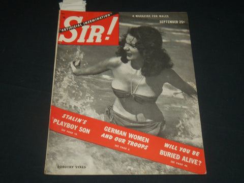 1949 SEPTEMBER SIR! MAGAZINE - DOROTHY SYKES COVER - BUDDY BAER - J 5649