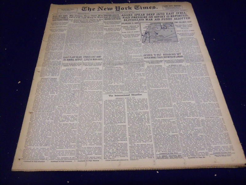 1941 JUNE 12 NEW YORK TIMES - NAZI PRESSURE ON SOVIET IS REPORTED - NT 1465