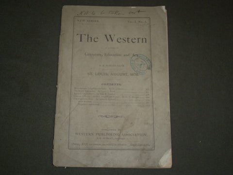 1875 AUGUST THE WESTERN MAGAZINE - LITERATURE, EDUCATION, & ART - ST 4450