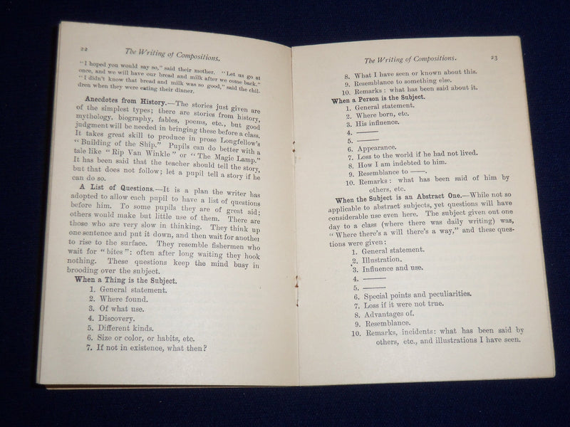 1892 TEACHERS MANUALS WRITING OF COMPOSITIONS BOOK BY AMOS M. KELLOGG - K 516