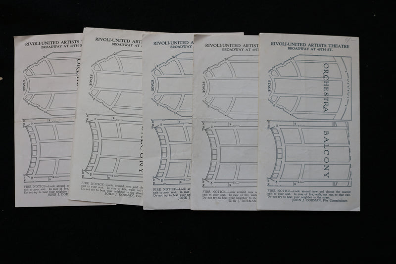 1928 RIVOLI UNITED ARTISTS MOVIE PROGRAMS - NEGRI - LOT OF 5 - K 1973