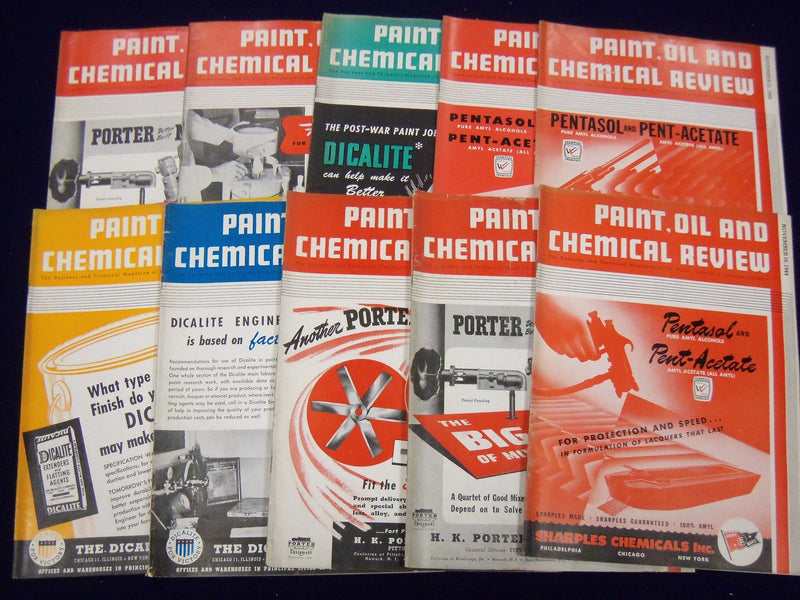 1944 PAINT OIL & CHEMICAL REVIEW MAGAZINE LOT OF 32 ISSUES - GREAT ADS - O 509