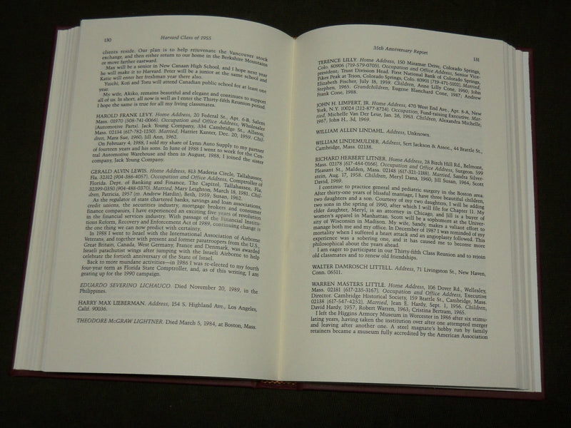 1990 HARVARD COLLEGE CLASS OF 1955 - 35TH ANNIVERSARY REPORT - KD 6239