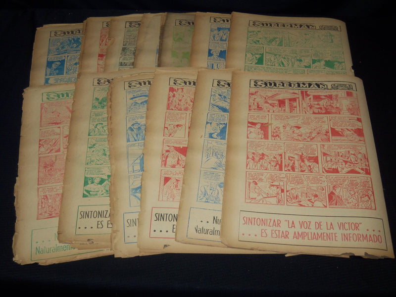 1952 DIARIO DE COSTA RICA DOMINGO COLOR COMICS LOT OF 13 - SUPERMAN - NP 2152V