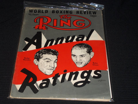 1954 FEBRUARY THE RING MAGAZINE - ROCKY MARCIANO & BOBO OLSON COVER - E 4676