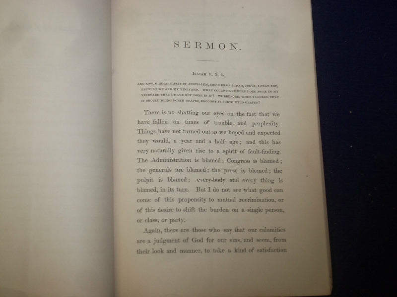 1863 SERMON TO GOVERNMENT OF MASSACHUSETTS, BY JAMES WALKER - J 4455