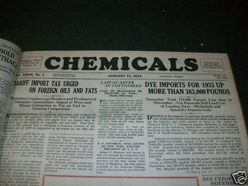 1934 JANUARY-APRIL CHEMICALS MAGAZINE BOUND VOLUME - NICE ADS - KD 2951