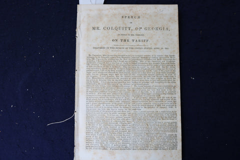 1844 SPEECH OF MR. COLQUITT OF GEORGIA SOFTCOVER BOOKLET - K 1406