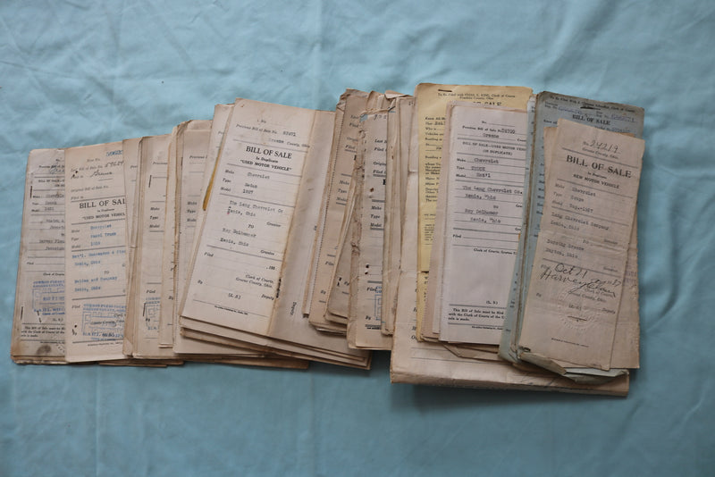 1920'S-1930'S OHIO MOTOR VEHICLE SALES CERTIFICATES - LOT OF 130 - K 2548
