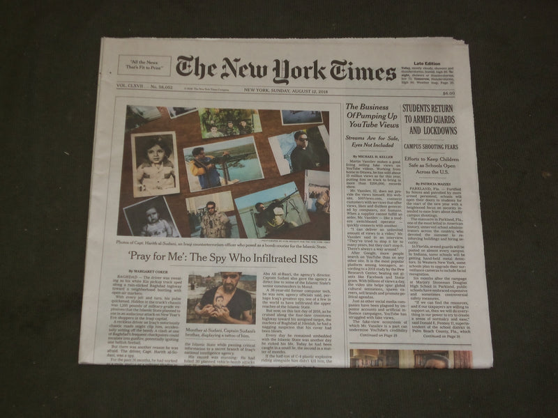 2018 AUGUST 12 NEW YORK TIMES - PARKLAND, FL STUDENTS RETURN TO ARMED GUARDS