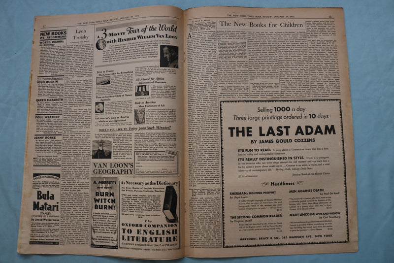 1933 JANUARY 29 NEW YORK TIMES BOOK REVIEW SECTION - SINCLAIR LEWIS - NP 9161