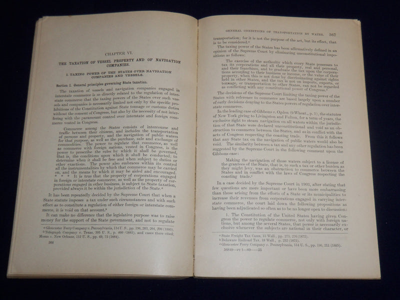 1909 TRANSPORTATION BY WATER IN THE U. S. REPORT PART 1 - WASHINGTON - KD 2759G