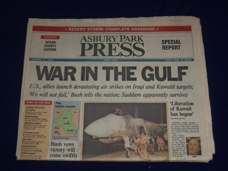 1991 JANUARY 17 ASBURY PARK PRESS NEWSPAPER - WAR IN THE GULF - NP 3068