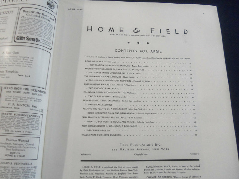 1930 APRIL HOME & FIELD MAGAZINE - GREAT PHOTOS, STORIES & ADS - SP 1223O