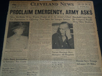 1941 JULY 15 CLEVELAND NEWS NEWSPAPER - PROCLAIM EMERGENCY ARMY ASKS - NT 7462