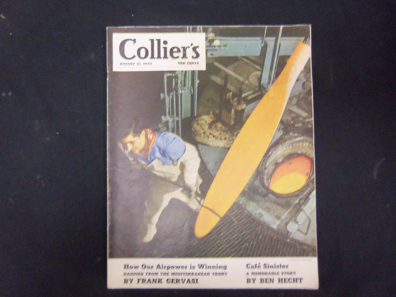 1943 AUG 21 COLLIER'S MAGAZINE - GREAT ILLUSTRATIONS, ARTICLES & ADS - ST 3646
