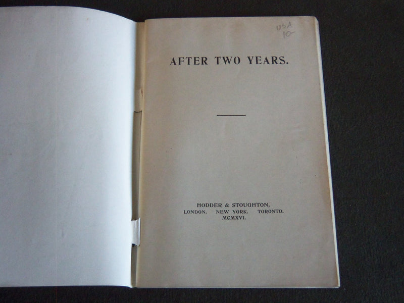 1916 AFTER TWO YEARS SOFTCOVER BOOK - BRITISH FLAG COVER - J 7197