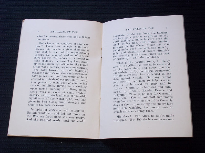1916 TWO YEARS OF WAR SOFTCOVER BOOK BY SIR. GILBERT PARKER - J 7158