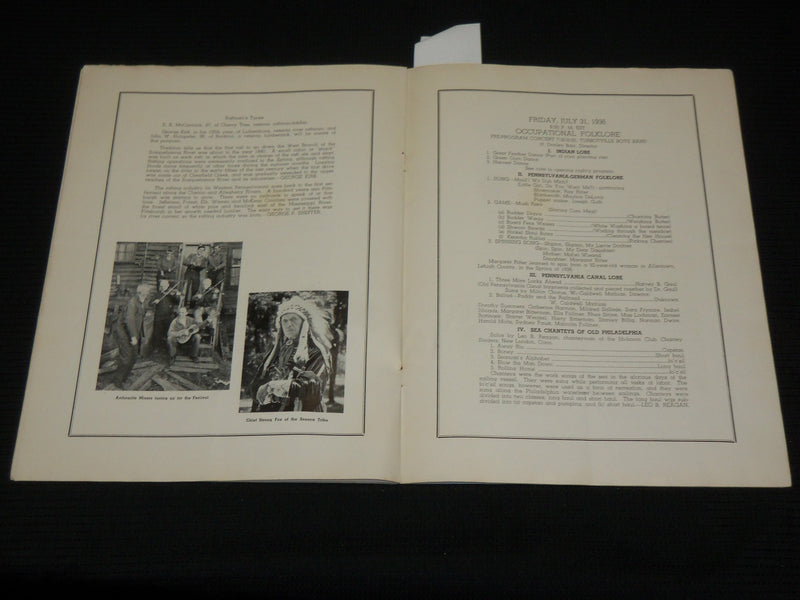 1936 PENNSYLVANIA FOLK FESTIVAL PROGRAM - BUCKNELL UNIVERSITY- J 7014