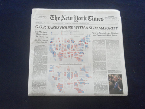 2022 NOVEMBER 17 NEW YORK TIMES - G.O.P. TAKES HOUSE WITH A SLIM MAJORITY