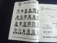 1992 NOV 7 FOOTBALL PROGRAM - RICE UNIVERSITY VS TEXAS TECH UNIV - SP 1215Y