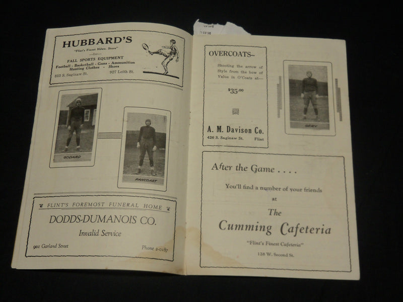 1929 G. M. TECH VS. ADRIAN COLLEGE FOOTBALL PROGRAM - NICE PHOTOS - J 5783