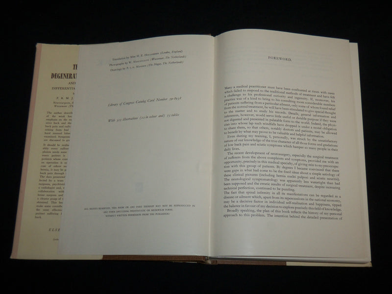 1959 THE DEGENERATIVE BACK AND ITS DIFFERENTIAL DIAGNOSIS BOOK - KD 7212