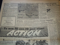 1942 NOVEMBER 16 BOSTON DAILY GLOBE NEWSPAPER - YANKS-NAZIS CLASH - NT 9461