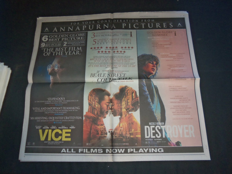 2019 JANUARY 6 NEW YORK TIMES ARTS & LEISURE SECTION - OSCARS ISSUE - NP 4026