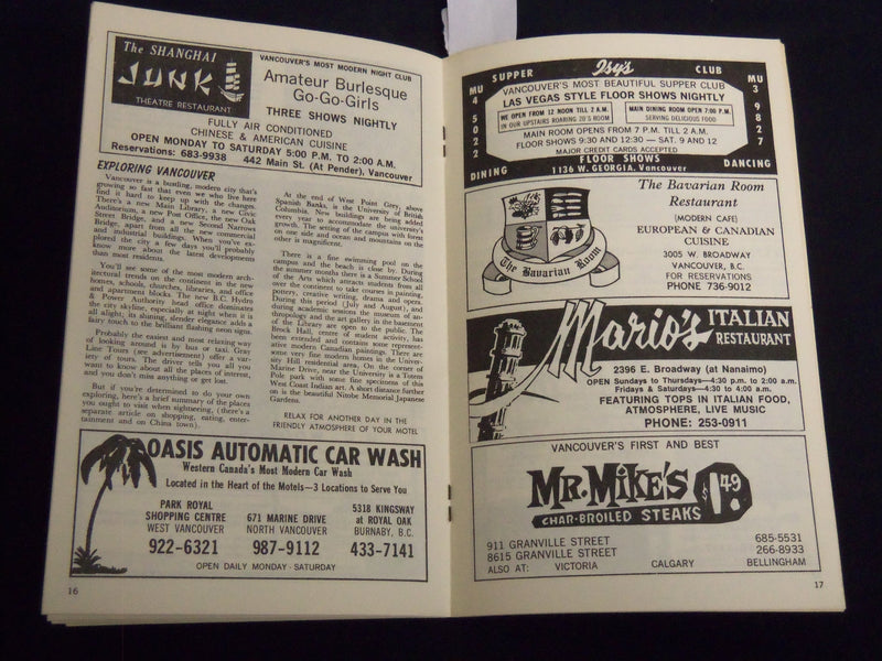 1967 GREATER VANCOUVER VISITORS SHOPPING & ENTERTAINMENT GUIDE BOOK - J 8195