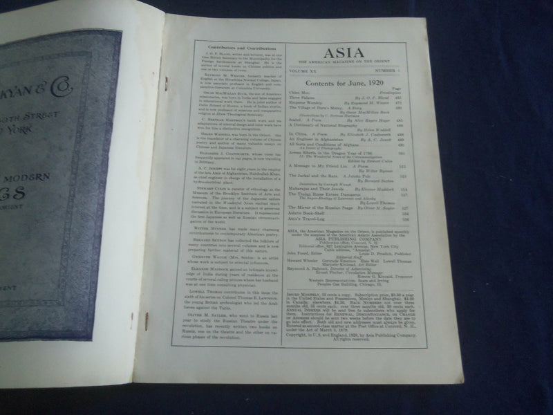 1920 JUNE ASIA MAGAZINE - EMPEROR WORSHIP - GREAT PHOTOS & STORIES - SP 1222H