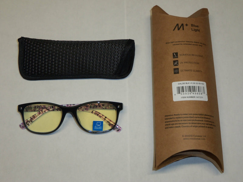 M+ BLUE LIGHT PROTECTION READING GLASSES - CHLOE STYLE - SIZE 1.25 - BRAND NEW