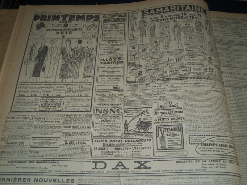 1929 APRIL-JUNE LE TEMPS FRENCH NEWSPAPER BOUND VOLUME - VB 17